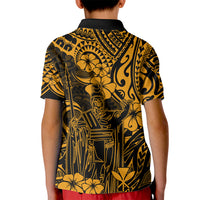 Hawaii King Kamehameha Kid Polo Shirt Polynesian Pattern Gold Version LT01 - Polynesian Pride