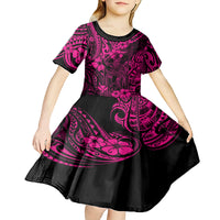 Hawaii King Kamehameha Kid Short Sleeve Dress Polynesian Pattern Pink Version LT01 - Polynesian Pride