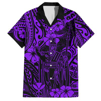 Hawaii King Kamehameha Family Matching Puletasi Dress and Hawaiian Shirt Polynesian Pattern Purple Version LT01 Dad's Shirt - Short Sleeve Purple - Polynesian Pride