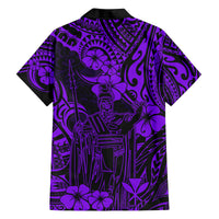 Hawaii King Kamehameha Family Matching Puletasi Dress and Hawaiian Shirt Polynesian Pattern Purple Version LT01 - Polynesian Pride