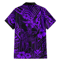 Hawaii King Kamehameha Family Matching Tank Maxi Dress and Hawaiian Shirt Polynesian Pattern Purple Version LT01 - Polynesian Pride