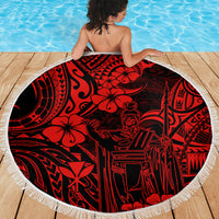 Hawaii King Kamehameha Beach Blanket Polynesian Pattern Red Version LT01 - Wonder Print Shop