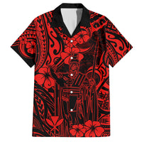 Hawaii King Kamehameha Family Matching Puletasi Dress and Hawaiian Shirt Polynesian Pattern Red Version LT01 Dad's Shirt - Short Sleeve Red - Polynesian Pride