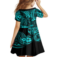 Hawaii King Kamehameha Family Matching Tank Maxi Dress and Hawaiian Shirt Polynesian Pattern Turquoise Version LT01 - Polynesian Pride