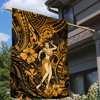 Hawaii Hula Girl Garden Flag Polynesian Pattern Gold Version LT01 - Polynesian Pride