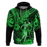 Hawaii Hula Girl Hoodie Polynesian Pattern Green Version LT01 Pullover Hoodie Green - Polynesian Pride