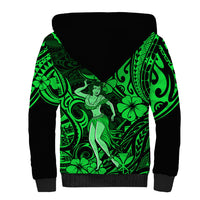 Hawaii Hula Girl Sherpa Hoodie Polynesian Pattern Green Version LT01 - Polynesian Pride