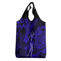 Hawaii Hula Girl Grocery Bag Polynesian Pattern Navy Blue Version LT01 - Polynesian Pride