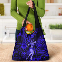 Hawaii Hula Girl Grocery Bag Polynesian Pattern Navy Blue Version LT01 - Polynesian Pride