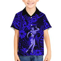 Hawaii Hula Girl Hawaiian Shirt Polynesian Pattern Navy Blue Version LT01 - Polynesian Pride