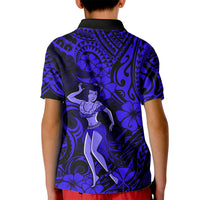 Hawaii Hula Girl Kid Polo Shirt Polynesian Pattern Navy Blue Version LT01 - Polynesian Pride