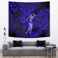 Hawaii Hula Girl Tapestry Polynesian Pattern Navy Blue Version LT01 - Polynesian Pride