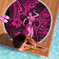 Hawaii Hula Girl Beach Blanket Polynesian Pattern Pink Version LT01 - Wonder Print Shop