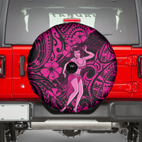 Hawaii Hula Girl Spare Tire Cover Polynesian Pattern Pink Version LT01 - Polynesian Pride