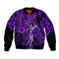 Hawaii Hula Girl Bomber Jacket Hibiscus Hawaii Tribal Tattoo Purple Version LT01 Unisex Purple - Polynesian Pride