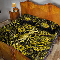 Hawaii Hula Girl Quilt Bed Set Hibiscus Hawaii Tribal Tattoo Yellow Version LT01 - Polynesian Pride