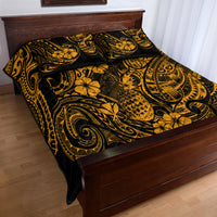 Hawaii Pineapple Quilt Bed Set Paradise Flowers Pacific With Gold Polynesian Tribal LT01 - Polynesian Pride