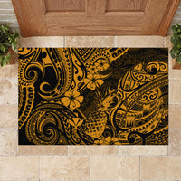 Hawaii Pineapple Rubber Doormat Paradise Flowers Pacific With Gold Polynesian Tribal LT01 - Polynesian Pride
