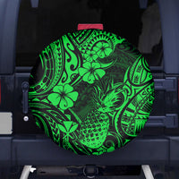 Hawaii Pineapple Spare Tire Cover Paradise Flowers Pacific With Green Polynesian Tribal LT01 - Polynesian Pride