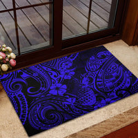 Hawaii Pineapple Rubber Doormat Paradise Flowers Pacific With Navy Blue Polynesian Tribal LT01 - Polynesian Pride