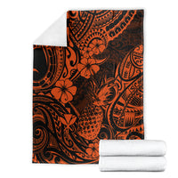 Hawaii Pineapple Blanket Paradise Flowers Pacific With Orange Polynesian Tribal LT01 - Polynesian Pride