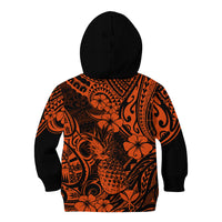 Hawaii Pineapple Kid Hoodie Paradise Flowers Pacific With Orange Polynesian Tribal LT01 - Polynesian Pride