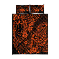 Hawaii Pineapple Quilt Bed Set Paradise Flowers Pacific With Orange Polynesian Tribal LT01 Orange - Polynesian Pride