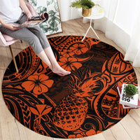 Hawaii Pineapple Round Carpet Paradise Flowers Pacific With Orange Polynesian Tribal LT01 - Polynesian Pride
