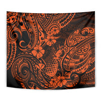 Hawaii Pineapple Tapestry Paradise Flowers Pacific With Orange Polynesian Tribal LT01 - Polynesian Pride