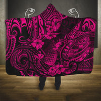 Hawaii Pineapple Hooded Blanket Paradise Flowers Pacific With Pink Polynesian Tribal LT01 One Size Pink - Polynesian Pride