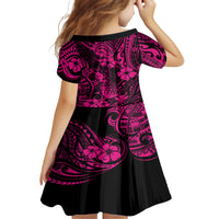 Hawaii Pineapple Kid Short Sleeve Dress Paradise Flowers Pacific With Pink Polynesian Tribal LT01 - Polynesian Pride
