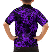 Hawaii Pineapple Kid Hawaiian Shirt Polynesian Pattern Purple Version LT01 - Polynesian Pride