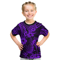 Hawaii Pineapple Kid T Shirt Polynesian Pattern Purple Version LT01 Purple - Polynesian Pride