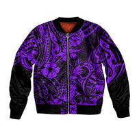 Hawaii Pineapple Sleeve Zip Bomber Jacket Polynesian Pattern Purple Version LT01 Unisex Purple - Polynesian Pride
