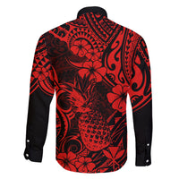 Hawaii Pineapple Family Matching Mermaid Dress and Hawaiian Shirt Polynesian Pattern Red Version LT01 - Polynesian Pride