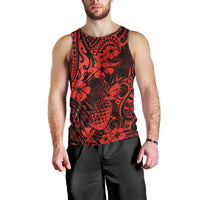 Hawaii Pineapple Men Tank Top Polynesian Pattern Red Version LT01 - Polynesian Pride