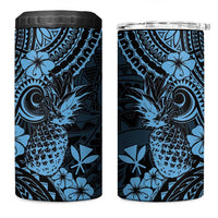 Hawaii Pineapple 4 in 1 Can Cooler Tumbler Polynesian Pattern Sky Blue Version