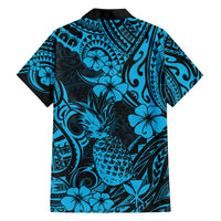 Hawaii Pineapple Family Matching Summer Maxi Dress and Hawaiian Shirt Polynesian Pattern Sky Blue Version LT01 - Polynesian Pride