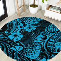 Hawaii Pineapple Round Carpet Polynesian Pattern Sky Blue Version LT01 Blue - Polynesian Pride