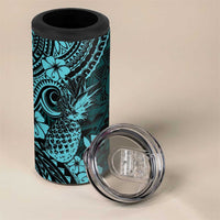 Hawaii Pineapple 4 in 1 Can Cooler Tumbler Polynesian Pattern Turquoise Version