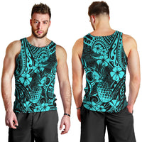 Hawaii Pineapple Men Tank Top Polynesian Pattern Turquoise Version LT01 - Polynesian Pride