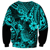 Hawaii Pineapple Sweatshirt Polynesian Pattern Turquoise Version LT01 - Polynesian Pride