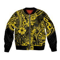 Hawaii Pineapple Bomber Jacket Polynesian Pattern Yellow Version LT01 Unisex Yellow - Polynesian Pride