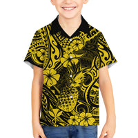 Hawaii Pineapple Kid Hawaiian Shirt Polynesian Pattern Yellow Version LT01 Kid Yellow - Polynesian Pride