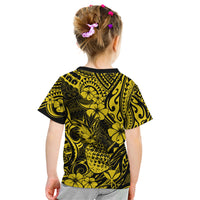 Hawaii Pineapple Kid T Shirt Polynesian Pattern Yellow Version LT01 - Polynesian Pride