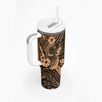 Hawaii Pineapple Tumbler With Handle Polynesian Pattern Yellow Version