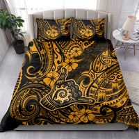 Hawaii Shaka Sign Bedding Set With Polynesian Hibiscus Gold Unique LT01 - Polynesian Pride