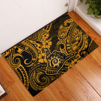 Hawaii Shaka Sign Rubber Doormat With Polynesian Hibiscus Gold Unique LT01 Gold - Polynesian Pride