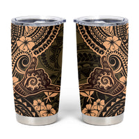 Hawaii Shaka Sign Tumbler Cup With Polynesian Hibiscus Gold Unique