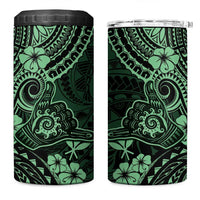Hawaii Shaka Sign 4 in 1 Can Cooler Tumbler With Polynesian Hibiscus Green Unique